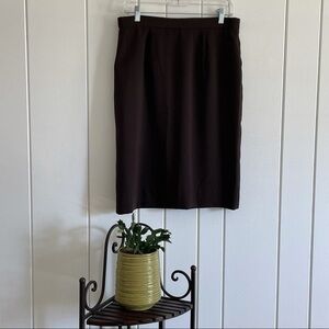 $10 SALE Vintage 90s Y2K Dark Brown Lined Pencil Skirt with Slit BROWNSTONE